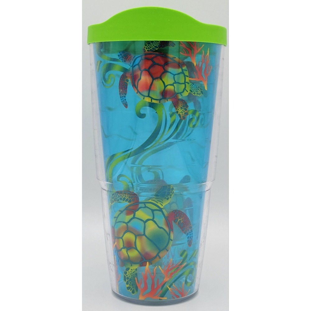 Tervis 24 OZ Tumbler W/ Lid Turtle Sea Ocean Slide Splash Guard Hot & Cold